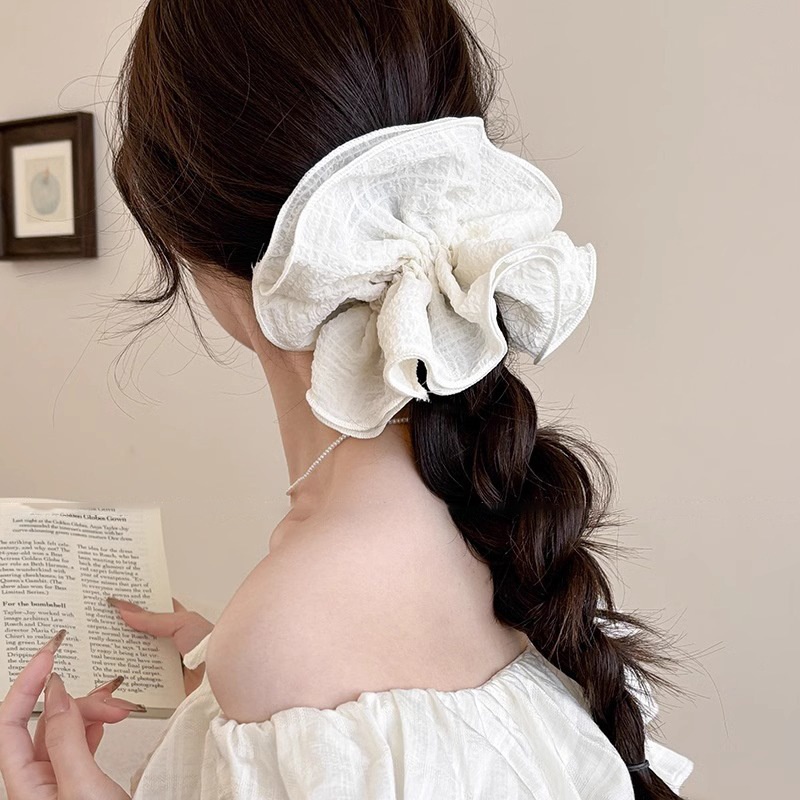 Women's Oversized Knitted Cloth Scrunchie Bun Hair Tie Taro Purple