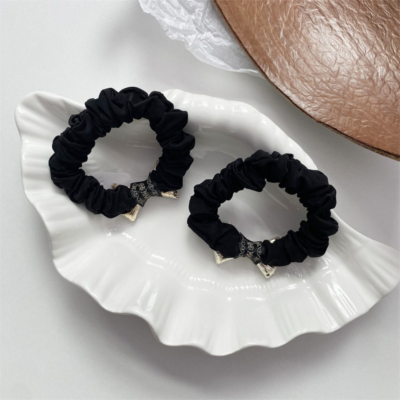 Women's Rhinestone Bowknot Fabric Scrunchie Hair Tie Black White Grey