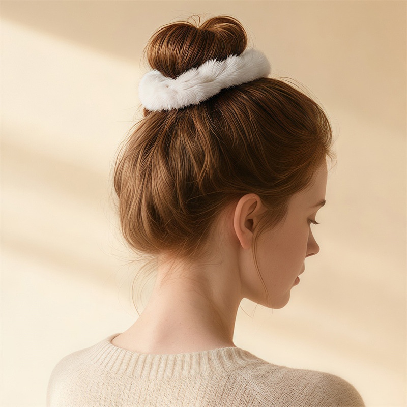 Women's Autumn Winter Velvet Large Scrunchie Hair Tie Solid Color