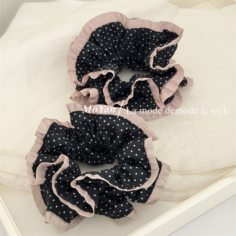 Women's Spring Soft Cloth Hair Tie Scrunchie Classic Polka Dots