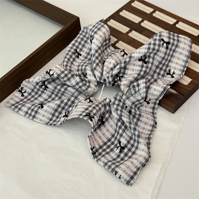 Women's New Style Plaid Cloth Bow Tie Scrunchie Hair Tie