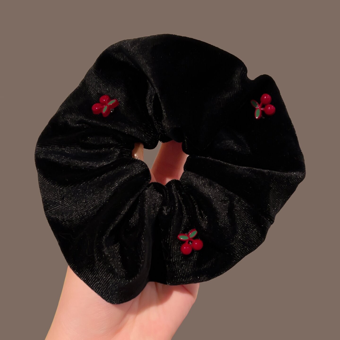 Red Cherry Retro Black Velvet Headband Women's Hair Accessories Headwear All Seasons Bow