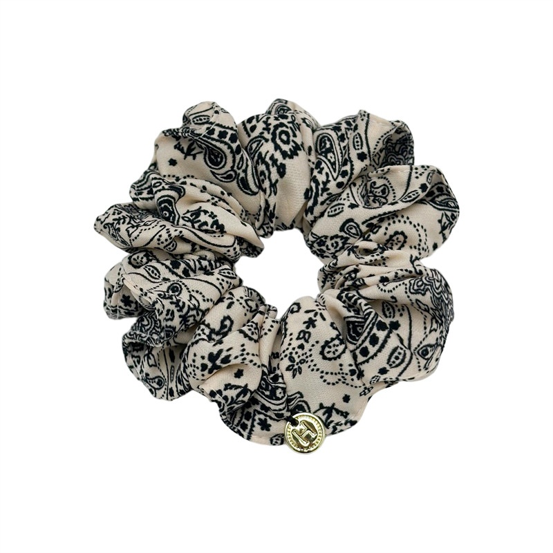 Women's Versatile Cloth Elastic Hair Bands Brown Almond Floral Print