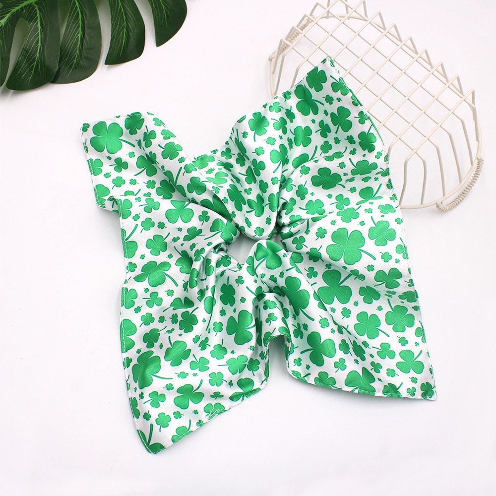 Women's St. Patrick's Cloth Hair Ties Green Shamrock Four-Leaf Clover