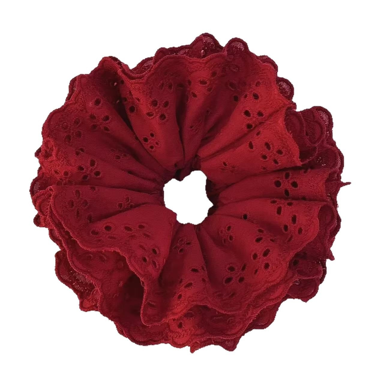 Women's Large Elastic Ponytail Hair Ties Sweet 4-Layer Pleated Lace