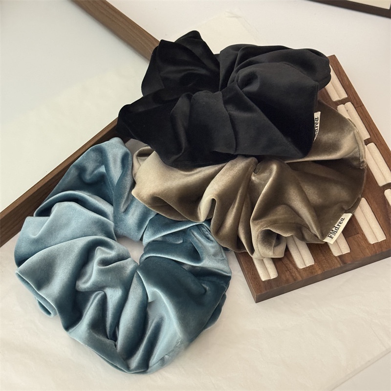 Women's Elegant Velvet Hair Tie For Winter Styling Solid Beige