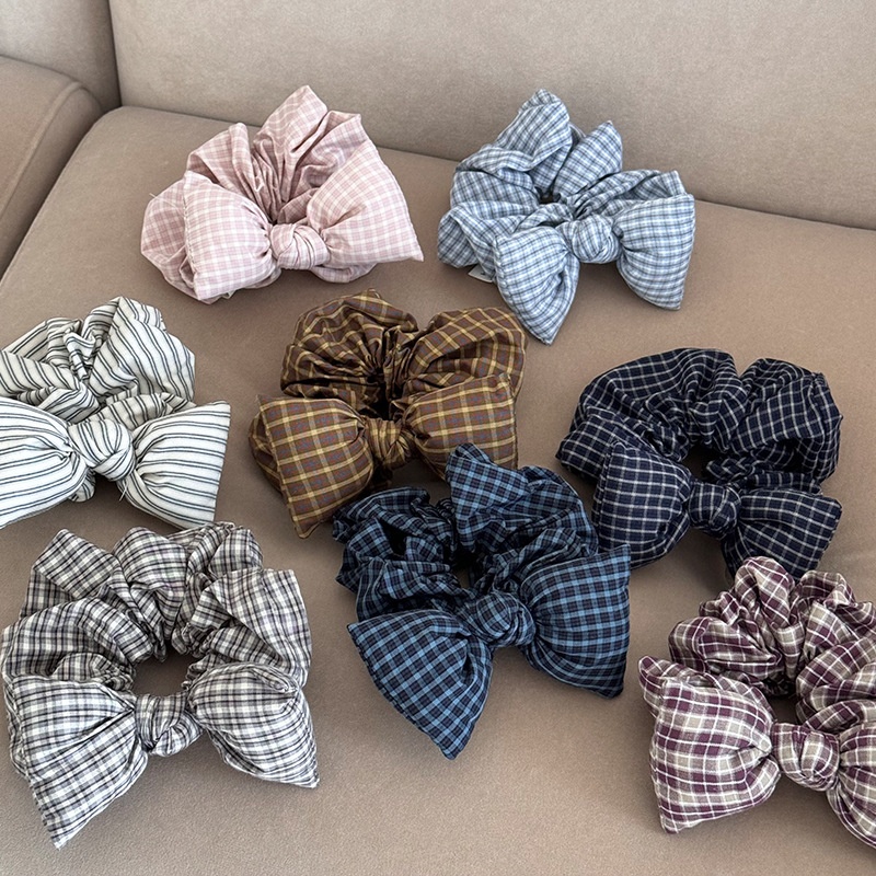 Women's Elegant Plaid 3D Bow Hair Tie High-End Sponge Cloth Head Rope