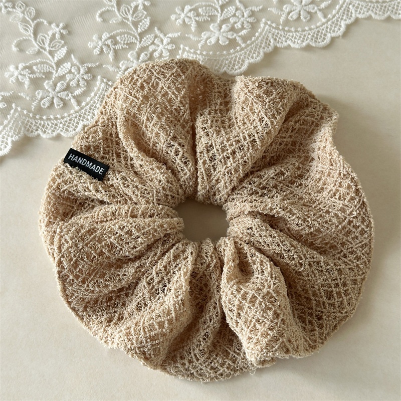 Women's Retro Knit Hair Tie For Autumn Winter Styling Solid White