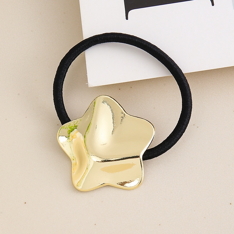 Women Metal Hair Ties Cold Tone Retro Geometric Star Heart