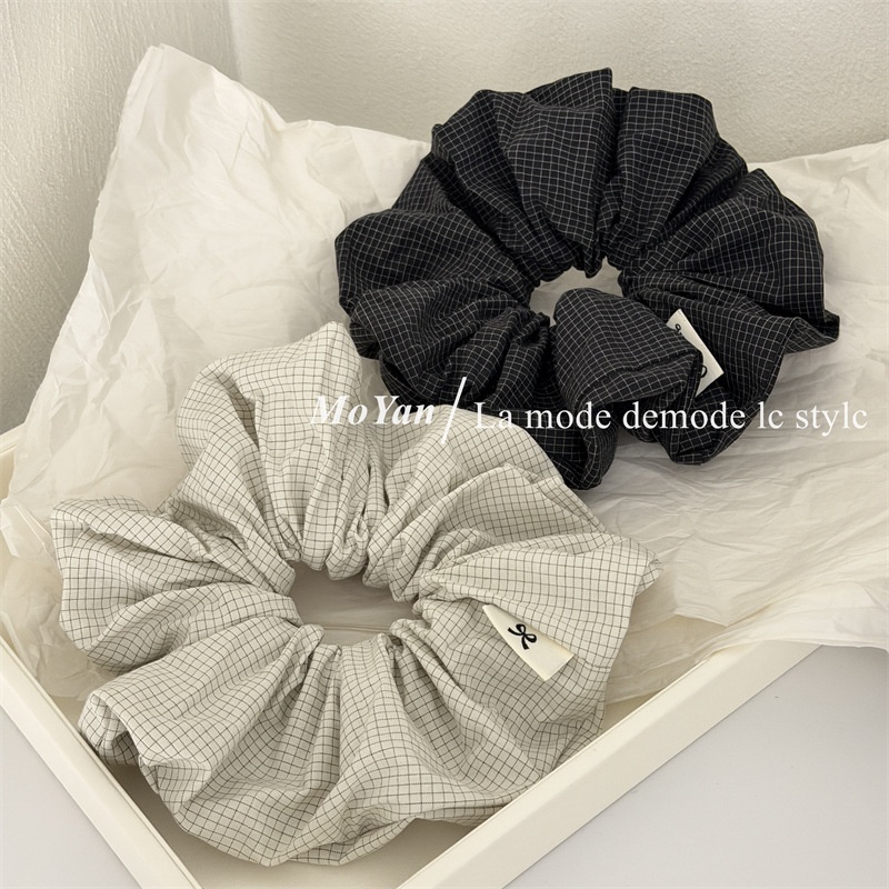 Women's Secure Cloth Hair Tie For Everyday Styling Black White Plaid