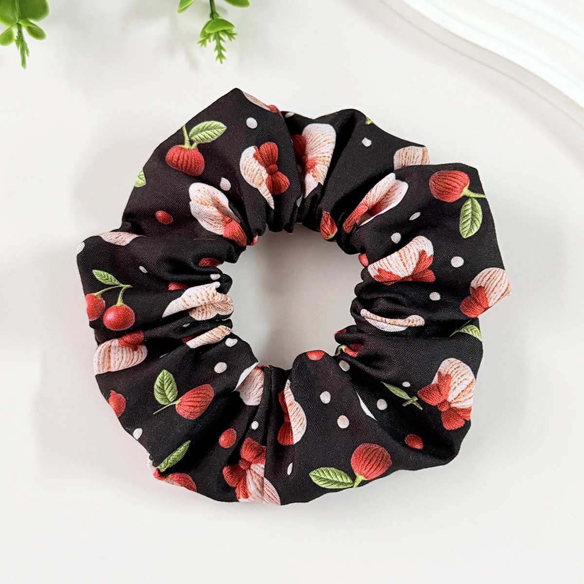 Women's Everyday Cloth Hair Tie Scrunchie Sweet Cherry Pattern