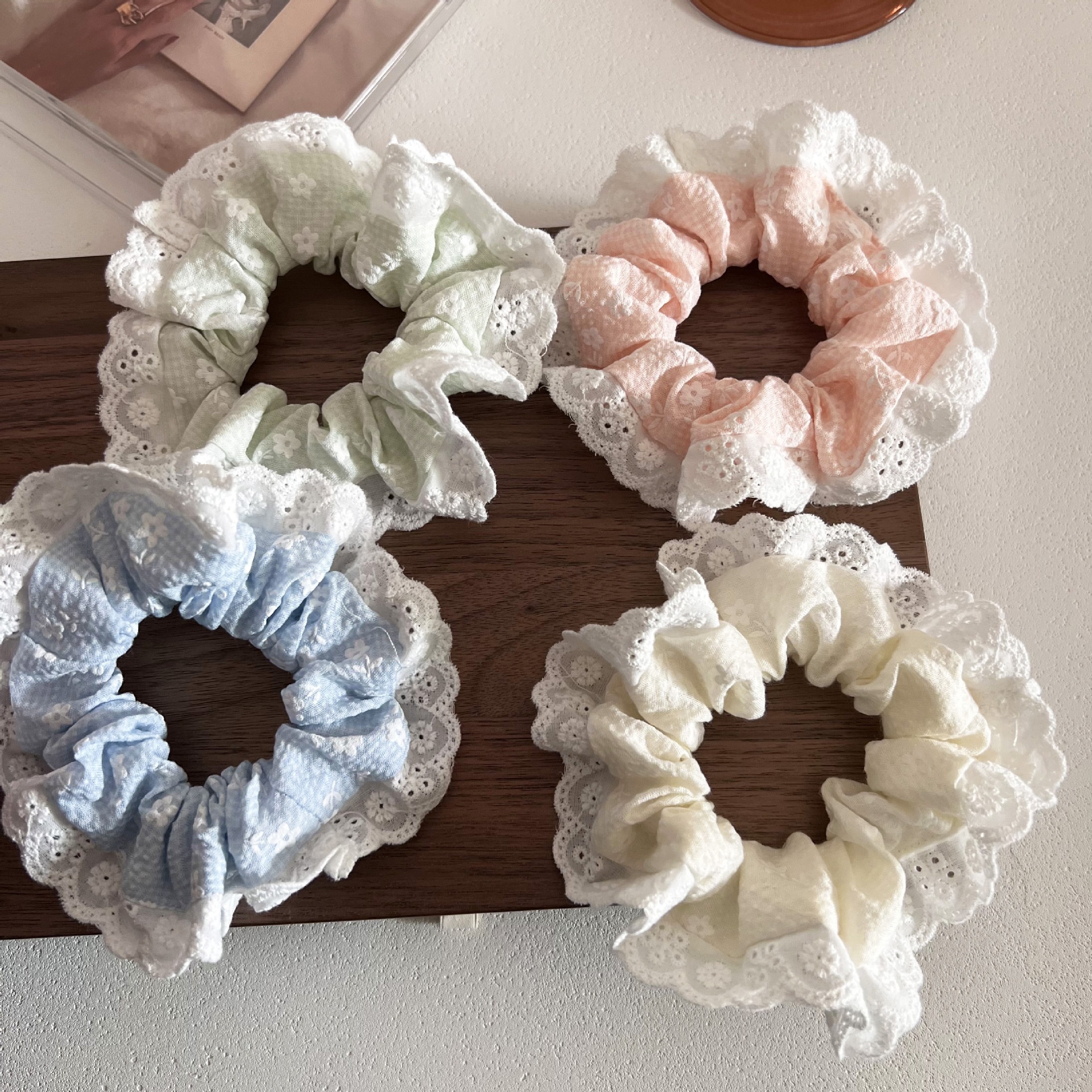 Women's Sweet Spring Summer Lace Tail Hair Bands Ditsy Floral