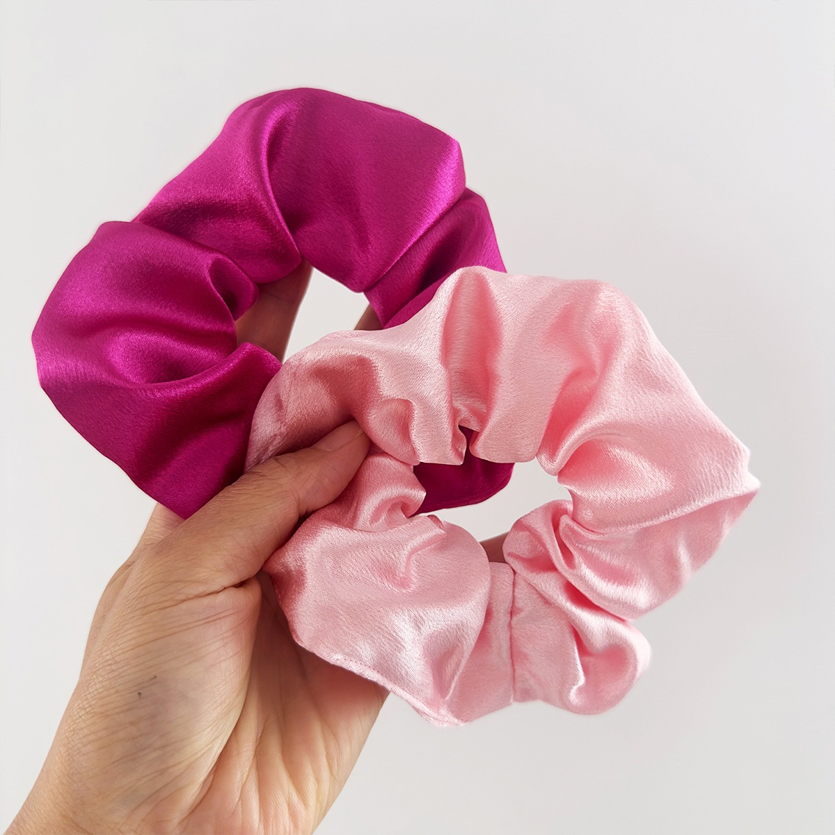 Women's Elegant Black Satin Hair Tie, Comfortable Solid Color Scrunchie