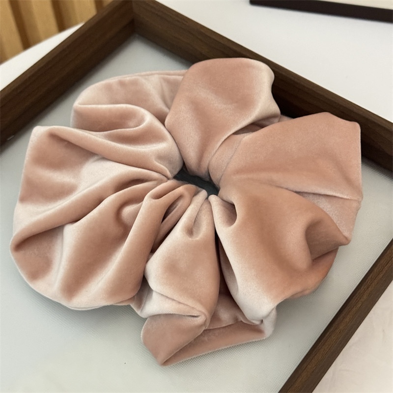 Women's Elegant Velvet Hair Tie For Winter Styling Solid Beige