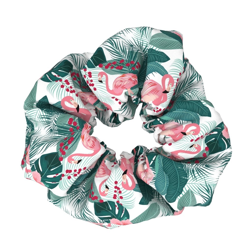 Women's Elegant Flamingo Fabric Hair Bands Sweet Versatile Cloth Scrunchies
