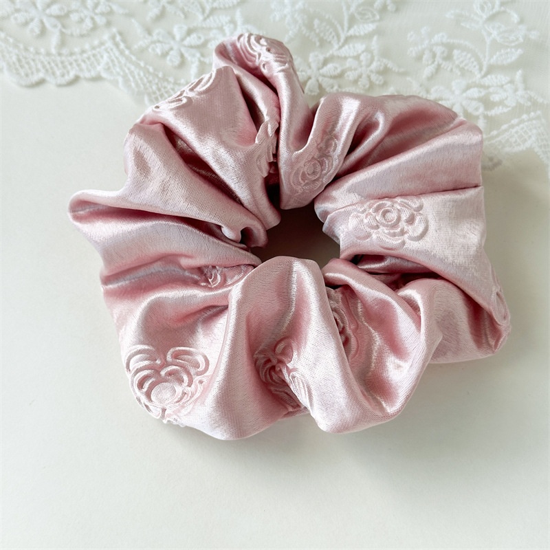 Women's Luxury Embossed Satin Large Bow Hair Ties Solid Color Versatile Hair Bands