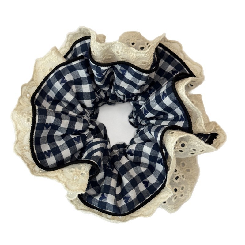 Women's Daily Cloth Hair Scrunchies Plaid Heart Lace Bow Knot