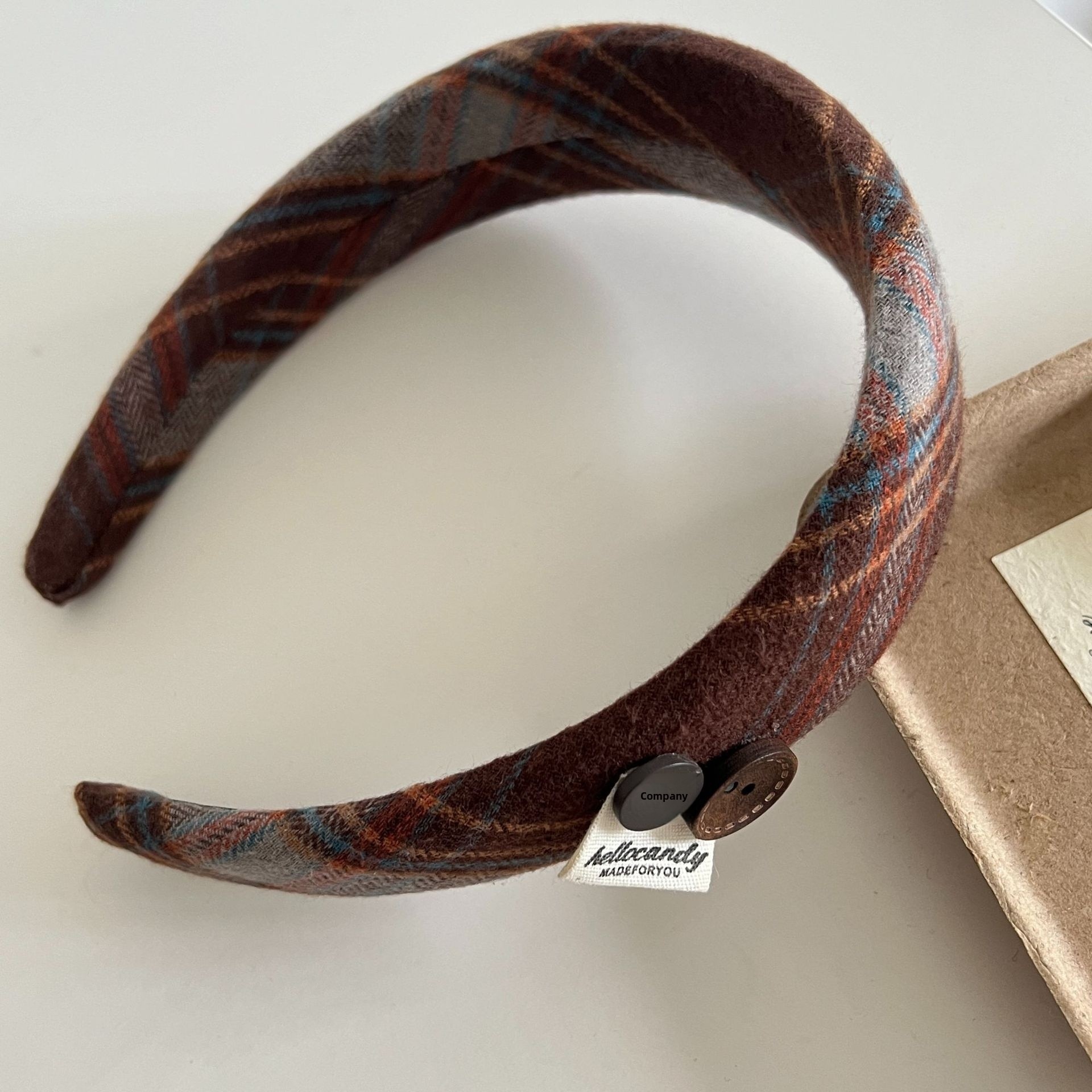 Girls Preppy College Style Cloth Hair Tie Scrunchie Coffee Plaid