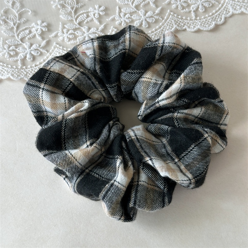 Women's Elastic Polyester Preppy Scrunchies Winter Plaid Hair Ties