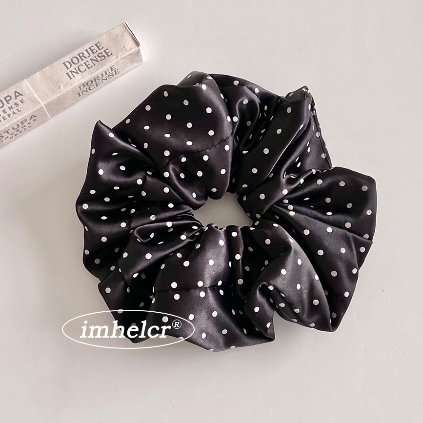 Women's Satin Rubber Band Hair Tie For Daily Commute Pink Polka Dots