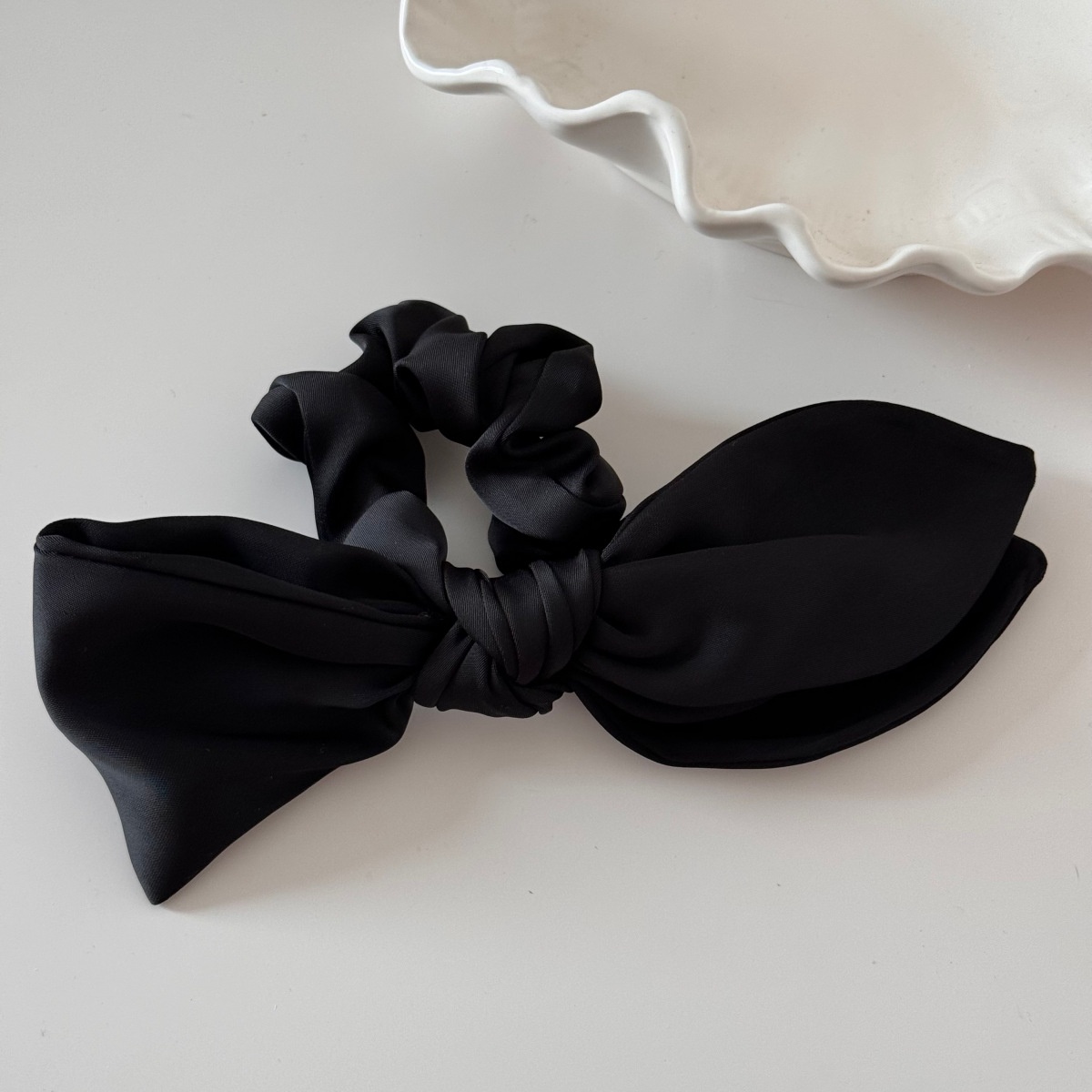Women's French Satin Butterfly Knot Hair Ties Daily Wear Solid Color