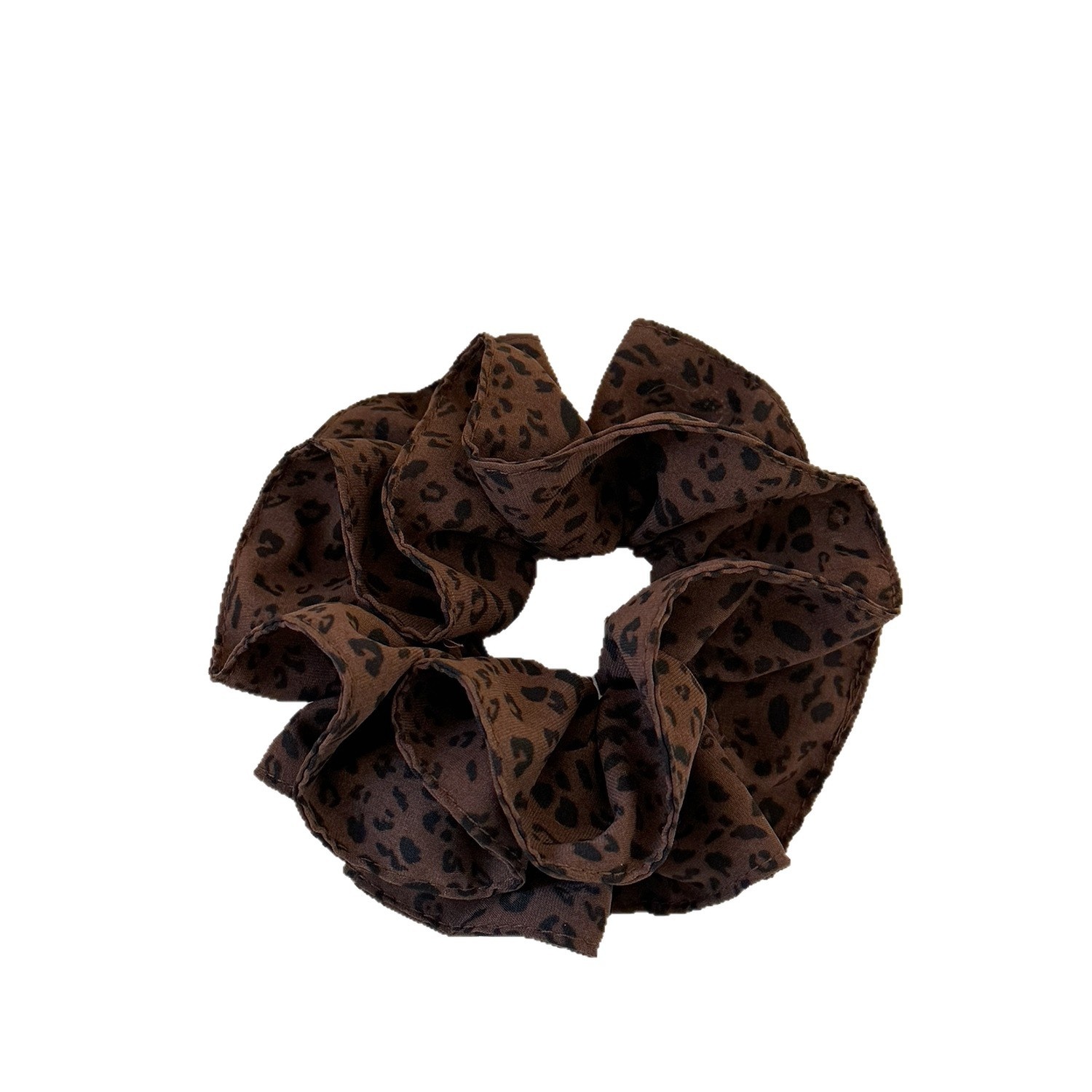 Women's Spring Cloth Scrunchie Hair Tie Coffee Leopard Print