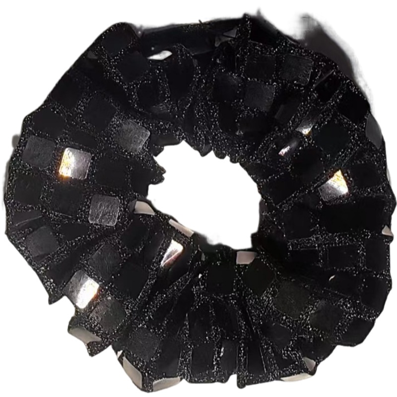 Women's High Elastic Square Sequin Hair Ties Trendy Cloth Ponytail Bands