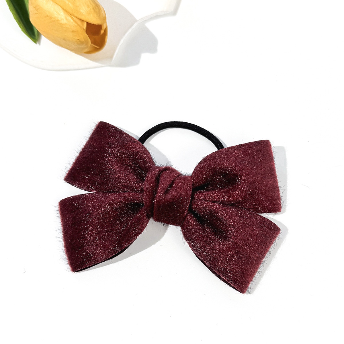 Women's Autumn Winter Plush Velvet Hair Tie Vintage Bow Knot