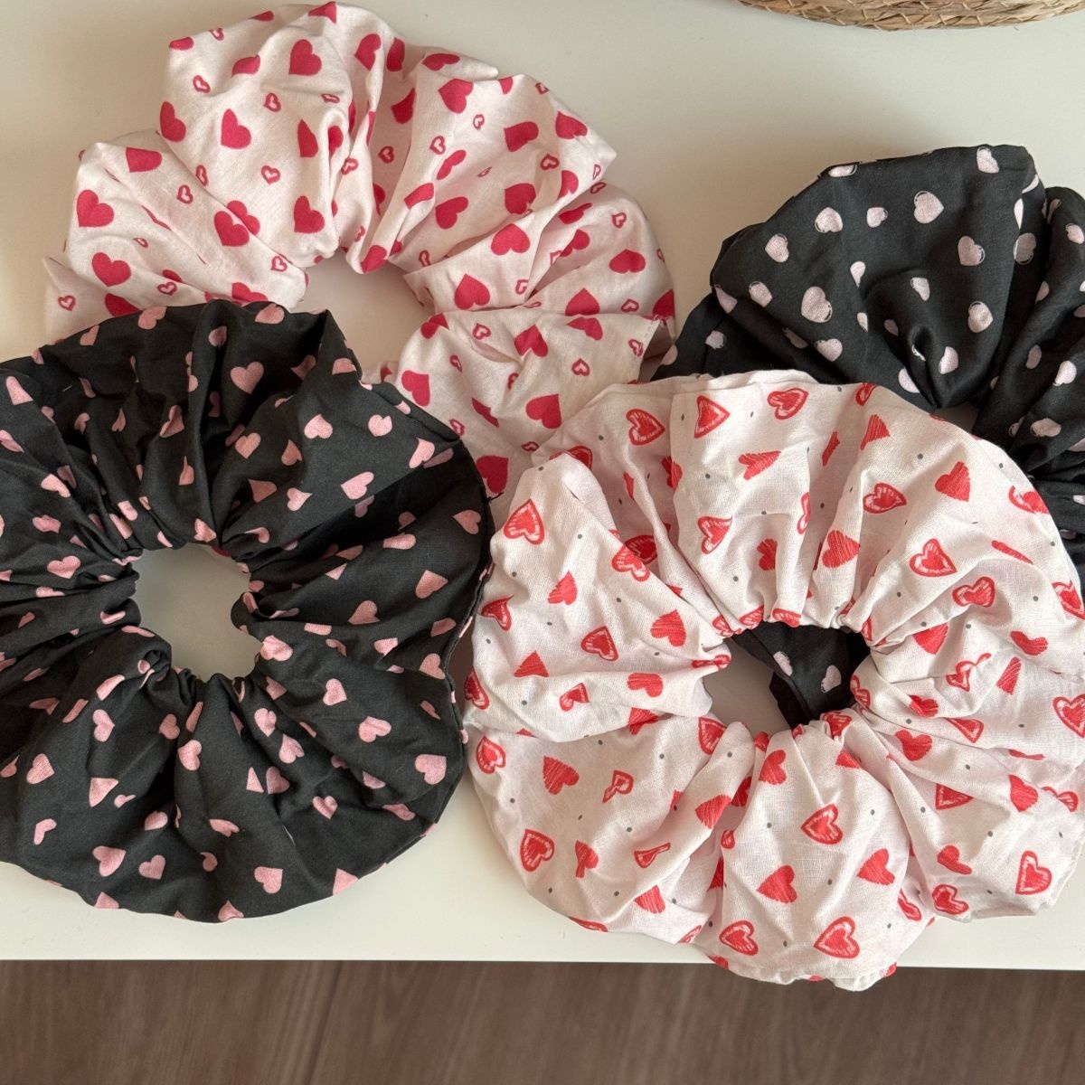 Women's Sweet Soft Cloth Spring Hair Tie Rubber Band Pink Heart Shape