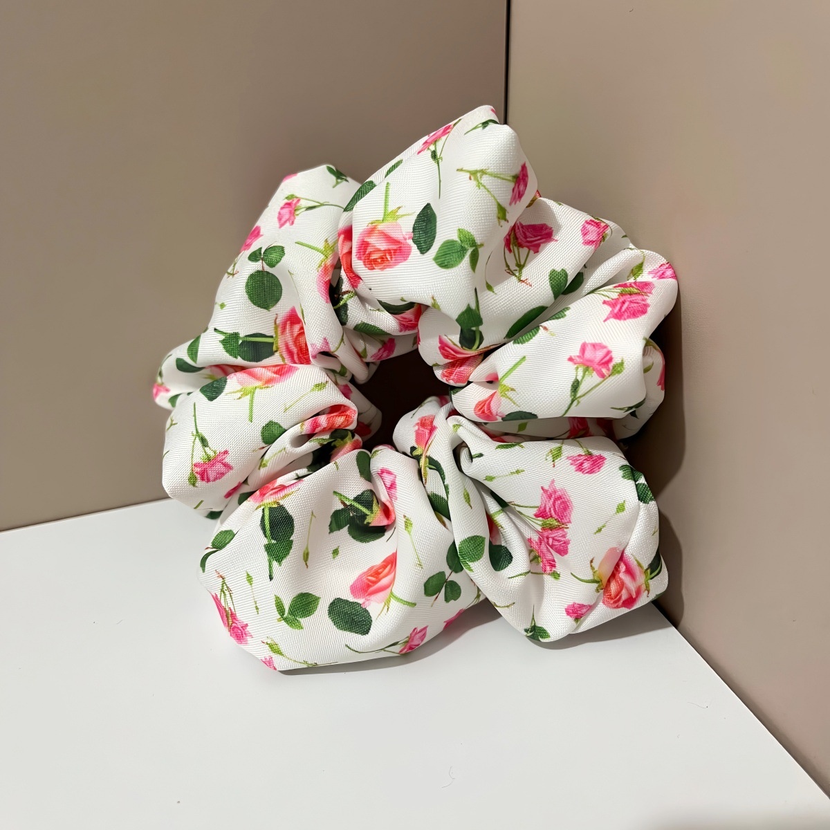 Ladies Fabric Big Bowknot Hair Tie Valentine Rose Heart Floral Print