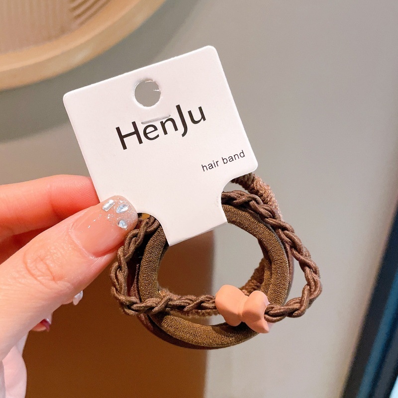 Women High Elastic Cloth Hair Ties 4pcs No Pull Casual Solid Floral