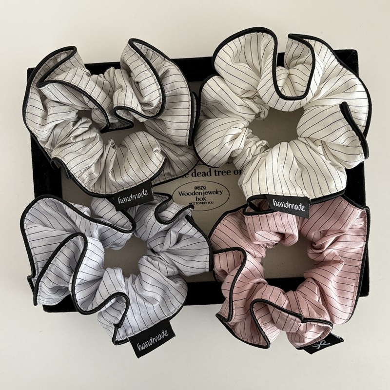 Women's Cloth Bubble Braid Hair Tie Everyday Accessory Pink Stripe