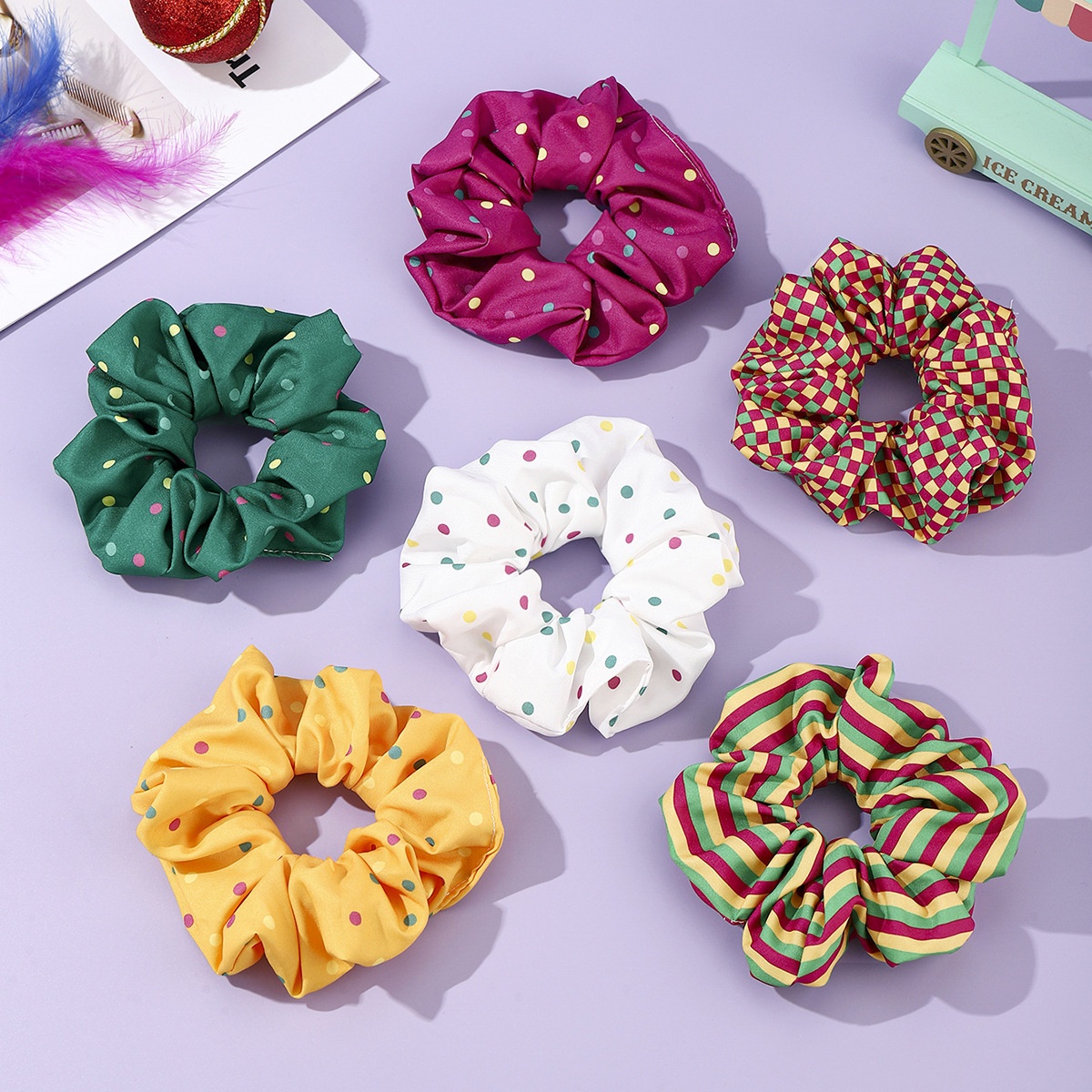 Women's Halloween Polka Dot Striped Elastic Hair Band Yellow Green Purple