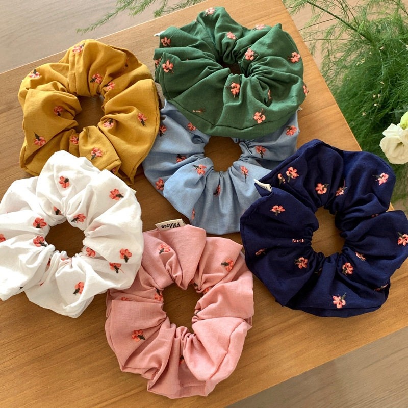 Women's Retro Cloth Bubble Braid Hair Rope Spring Summer Pink Floral