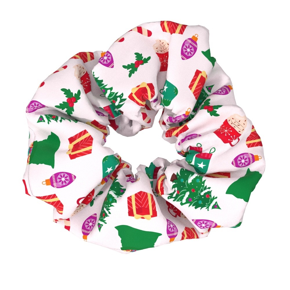 Women's Large Bow Hair Ties Festive Christmas Tree Pattern Cloth Headwear