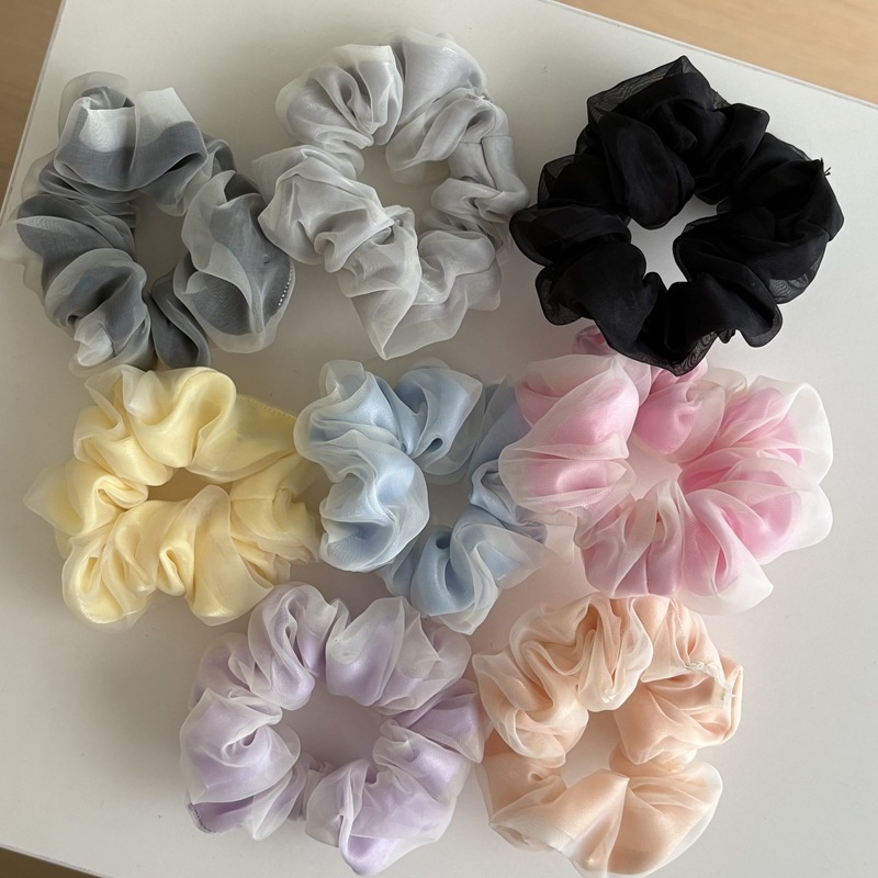 Women's Elegant Double Layer Mesh Hair Tie Gentle Gauze Ponytail for Thin Hair