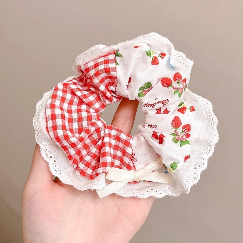 Women's Daily Cloth Lace Hair Tie Sweet Strawberry Floral Polka Dots