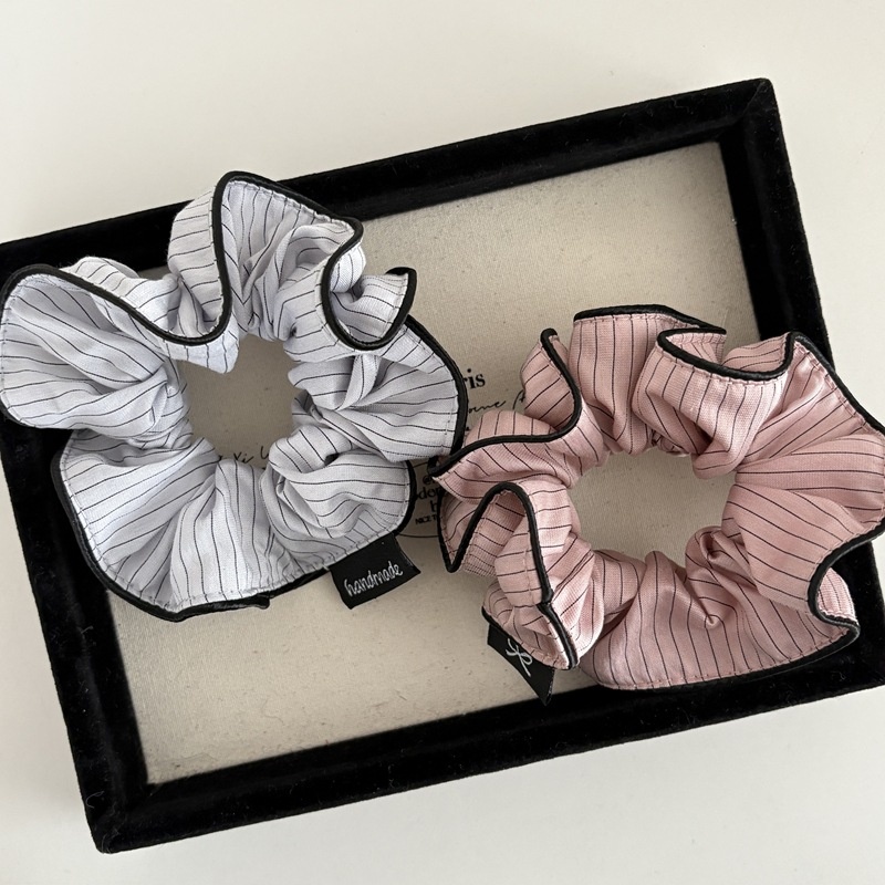 Women's Cloth Bubble Braid Hair Tie Everyday Accessory Pink Stripe