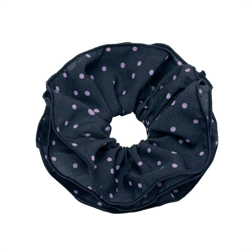 Women's Large Polka Dot Satin Headband French Coffee Black Ethnic Hair Tie