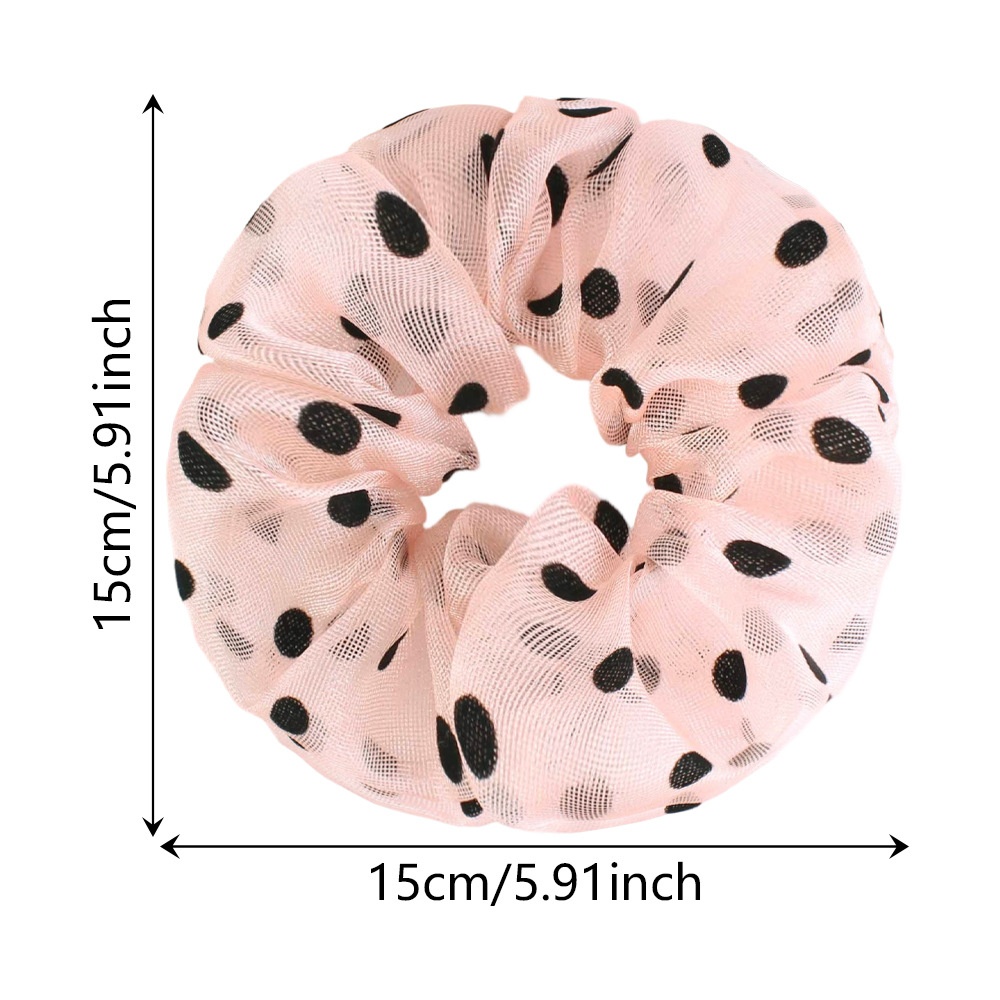 Women's Sweet Chiffon Donut Hair Tie For Summer Styling Pink Polka Dots