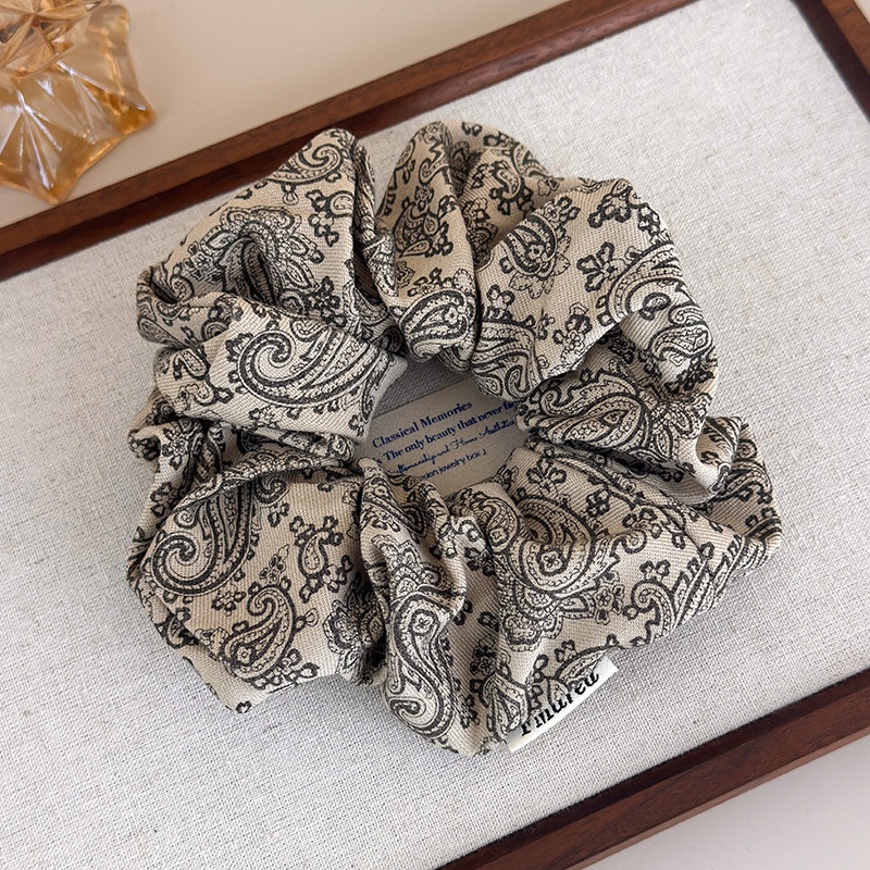 Women's Non-Damaging Cloth Ponytail Scrunchie Retro Paisley Print