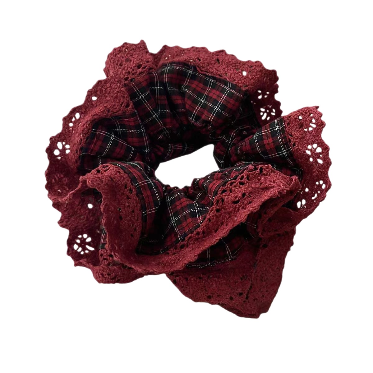 Women's Sweet New Year Cloth Hair Tie Red Polka Dots Lace