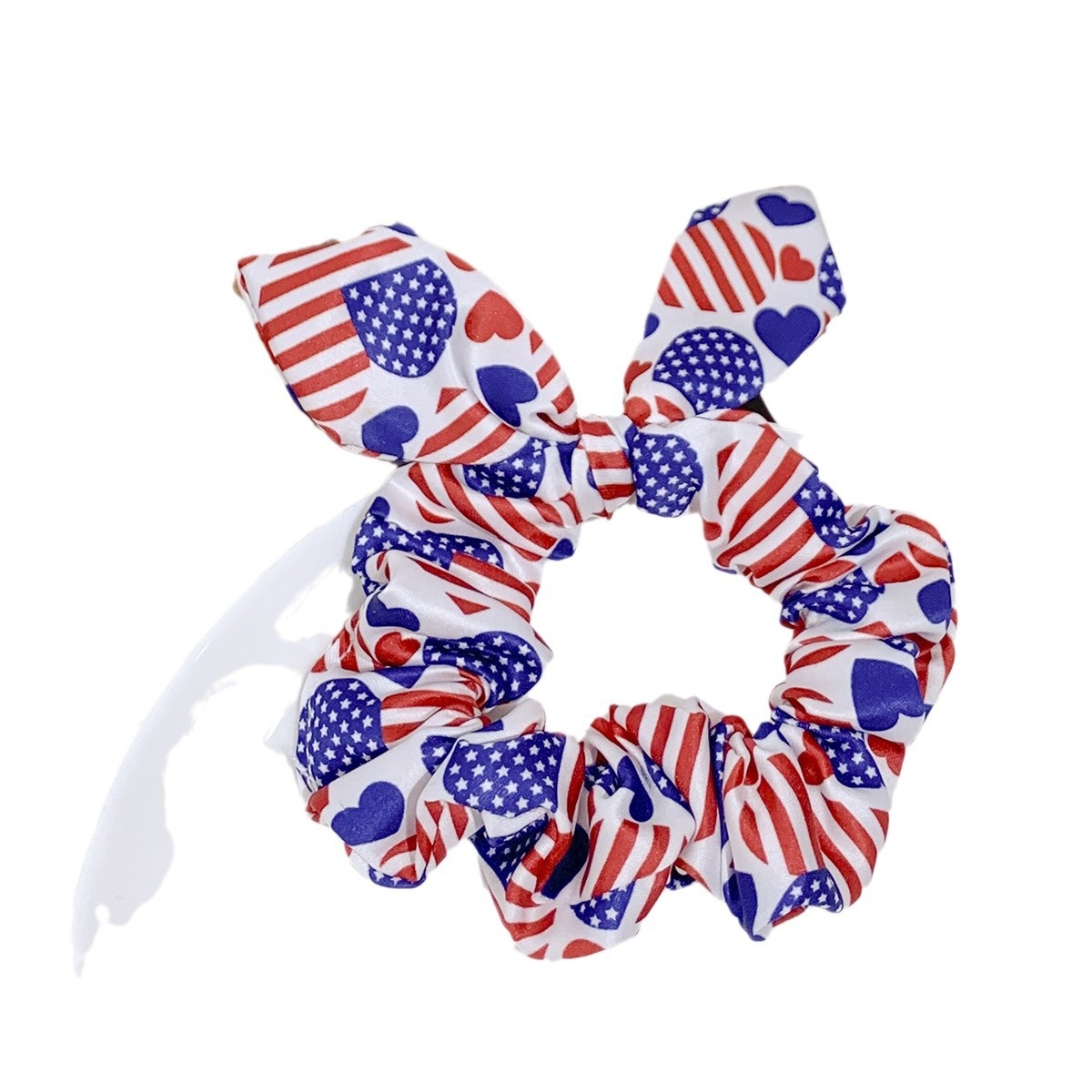 Women's American Flag Bunny Ear Hairband Independence Day Elastic Cloth Tie