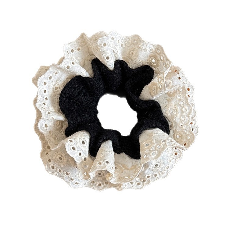 Women's Elegant Lace Knitted Headband Floral Leaf Pattern Coffee Black Wine Red