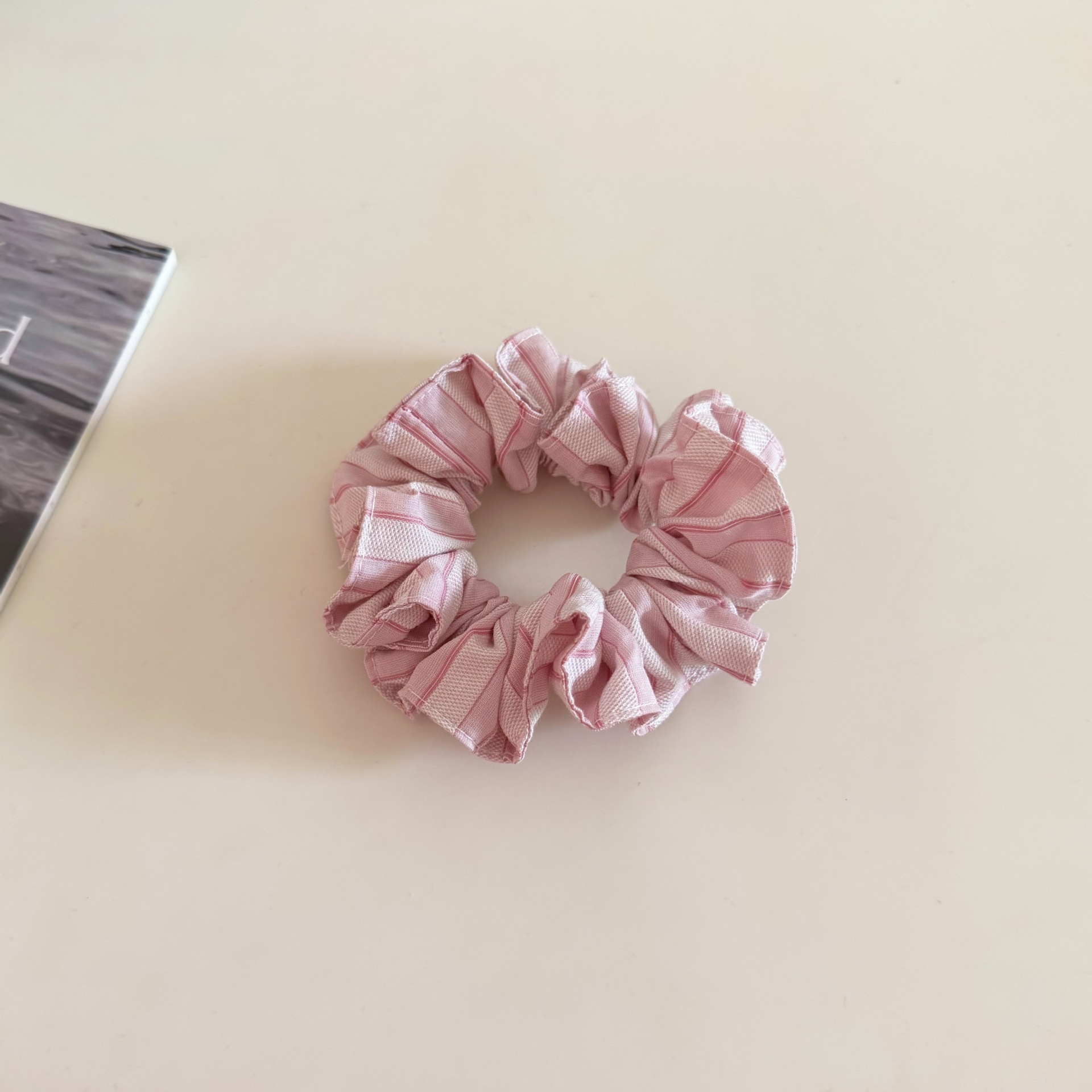 Women's Stylish Cloth Daily Hair Scrunchie Pink Checkered Plaid