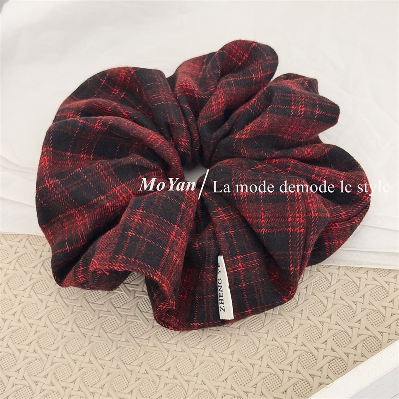 Women's Vintage Flannel Headband Simple Plaid Black White Blue Orange