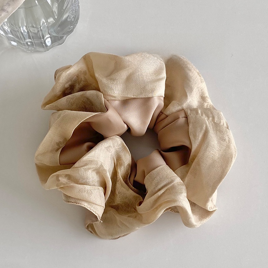 Women's Gauze Bubble Braid Hair Tie Beige Chinoiserie Ditsy Floral