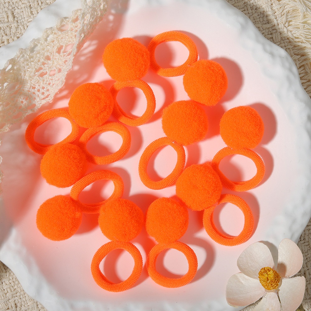 Girls' New Year Hairball Rubber Band Hair Ties Red Multicolor Wool Yarn