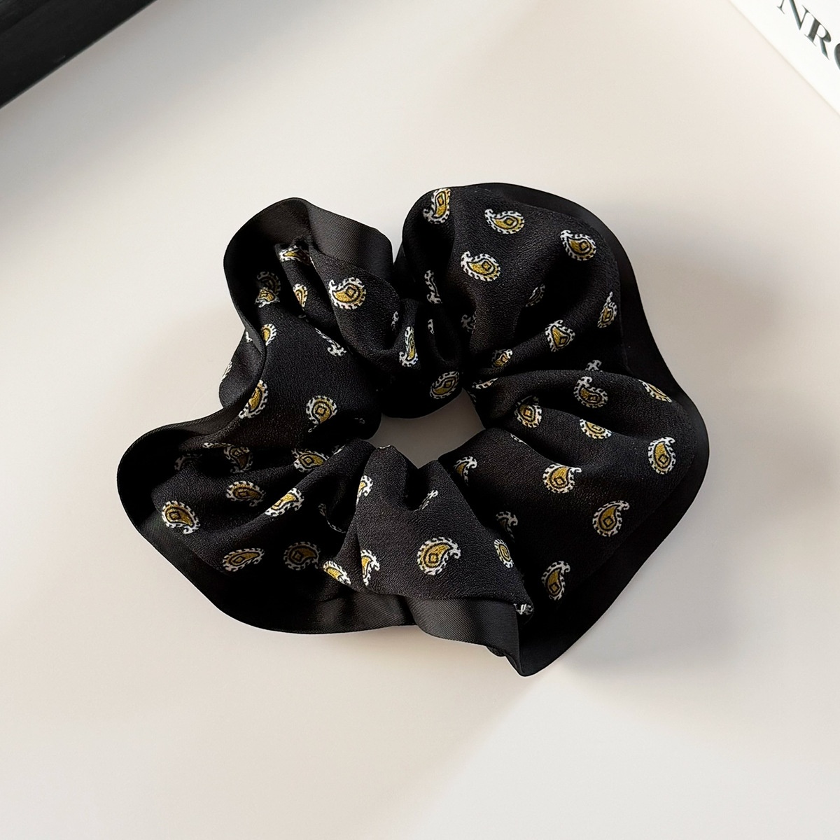 Women's Retro Large Bow Hair Bun Accessory Paisley Cloth Hairband