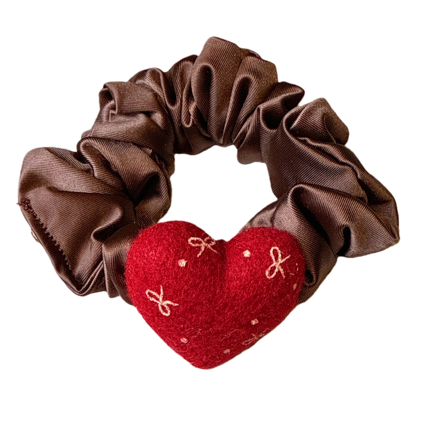 Women's Vintage Satin Ponytail Hairband Red Heart Shaped Bow Knot